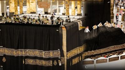 নতুন গিলাফে জড়ানো হলো পবিত্র কাবা