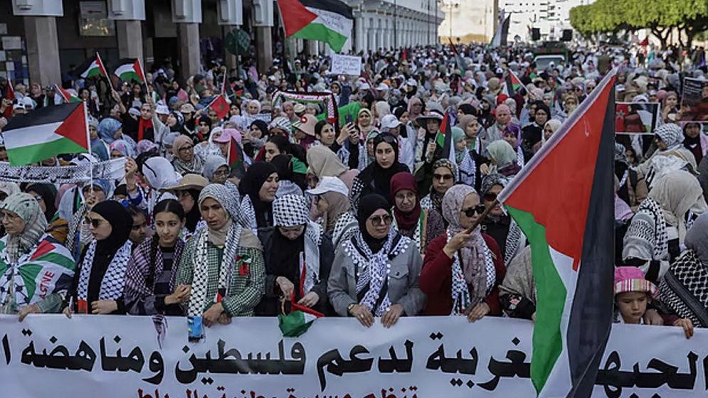 মরক্কোয় ইসরায়েলি আগ্রাসনের বিরুদ্ধে হাজারো মানুষের বিক্ষোভ