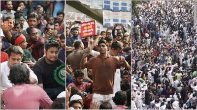 আওয়ামী লীগ নিষিদ্ধের দাবিতে শাহবাগে উত্তাল বিক্ষোভ