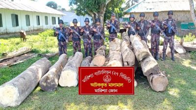রাঙ্গামাটিতে অবৈধ কাঠ জব্দ করেছে