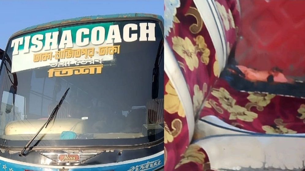 বাজিতপুরে থেমে থাকা বাসে আগুন, প্রাণে বাঁচলেন ঘুমন্ত হেলপার