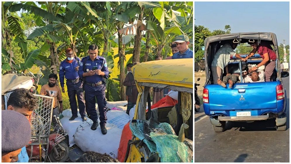পাকুন্দিয়ায় পিকআপ–সিএনজি মুখোমুখি সংঘর্ষ, আহত ৯