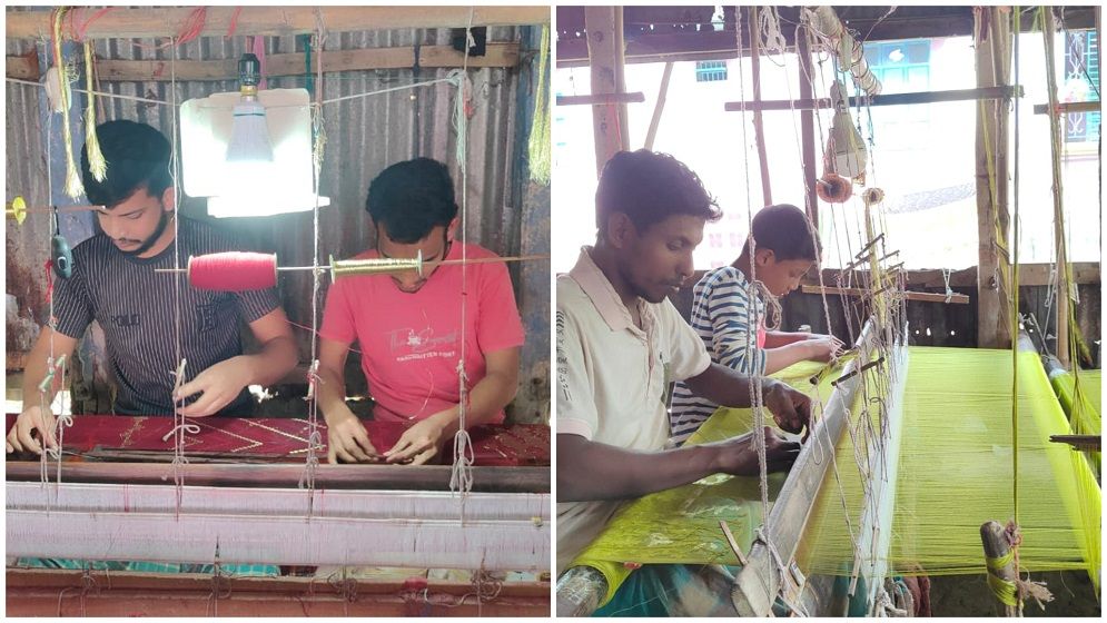 ঈদকে সামনে রেখে ব্যস্ত সময় কাটাচ্ছে সোনারগাঁয়ের জামদানি কারিগর ও শিল্পীরা