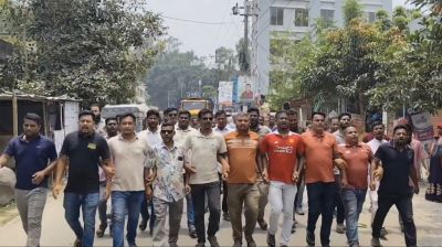 চিলমারীতে স্বেচ্ছাসেবক দল নেতার ওপর হামলার প্রতিবাদে বিক্ষোভ