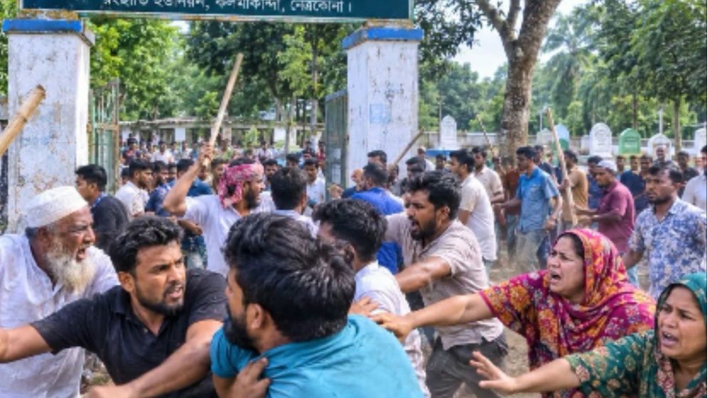 কলমাকান্দায় দুপক্ষের সংঘর্ষে আহত শতাধিক