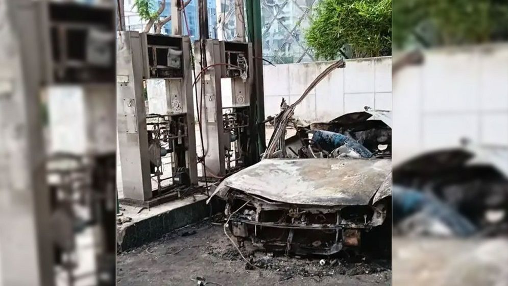 কুড়িলে সিএনজি পাম্পে প্রাইভেটকারের গ্যাস সিলিন্ডার বিস্ফোরণ
