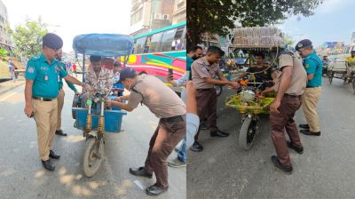 বাবুবাজারে বিশেষ অভিযানে ৩০০ অটোরিকশার তার বিচ্ছিন্ন, ৩৫টি ডাম্পিং