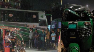 শনির আখড়ায় বন্ধন বাসের ধাক্কায় সিএনজিচালক নিহত